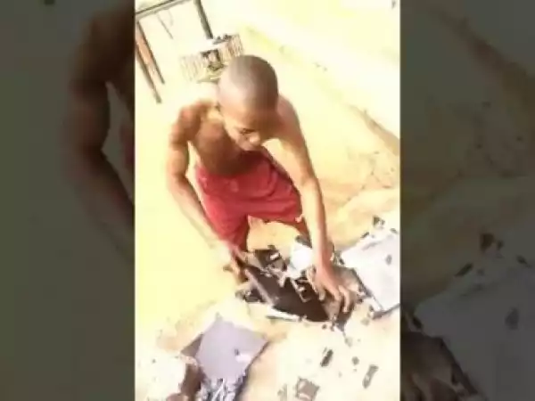 Video: Nigerian Yahoo Boy Destroys His Laptops After 4 Years Of Not Making Money